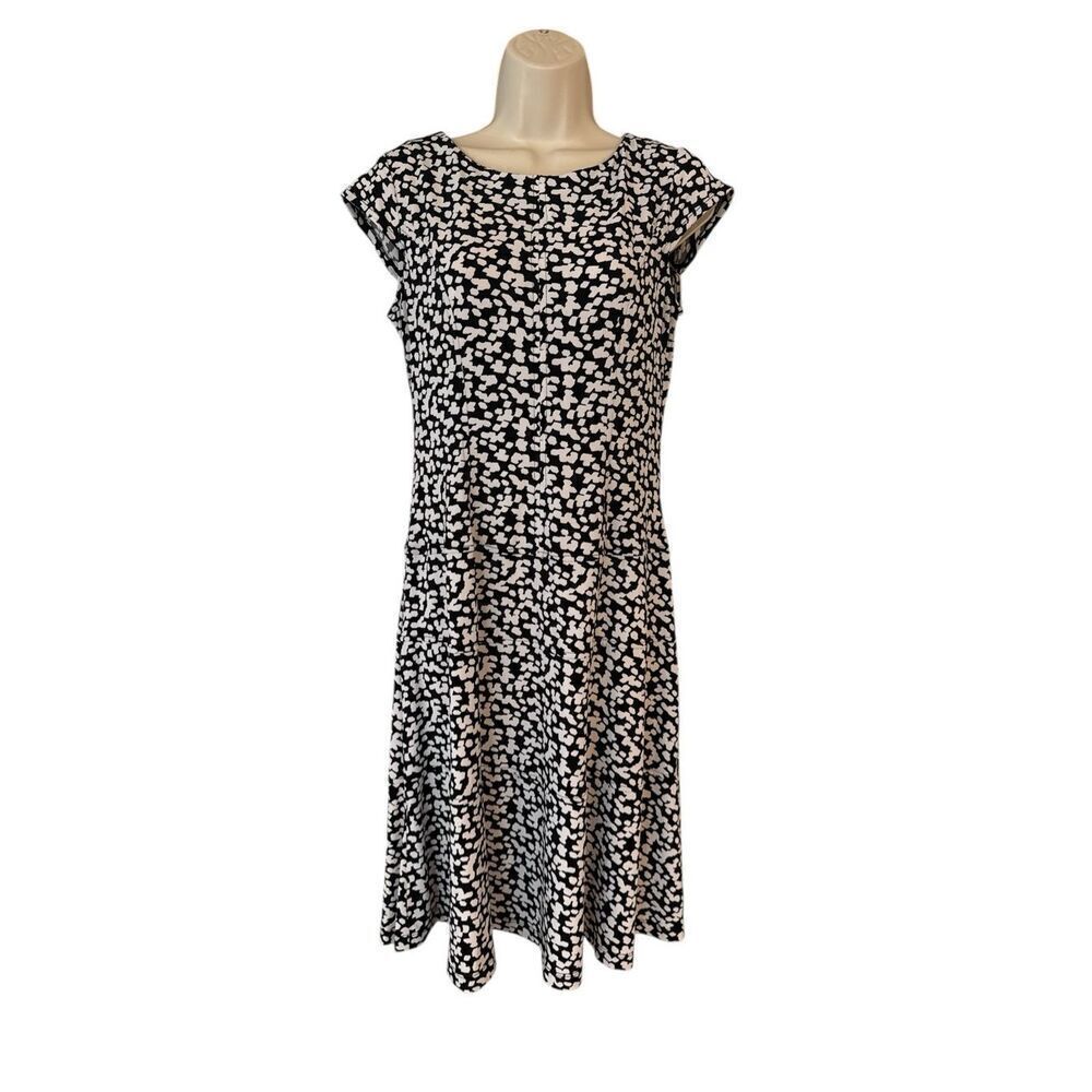 Women's Olivia Matthews Black White Fit And Flare Geometric Print Dress Size 10
